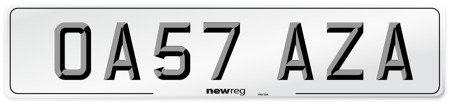 OA57 AZA Number Plate from New Reg
